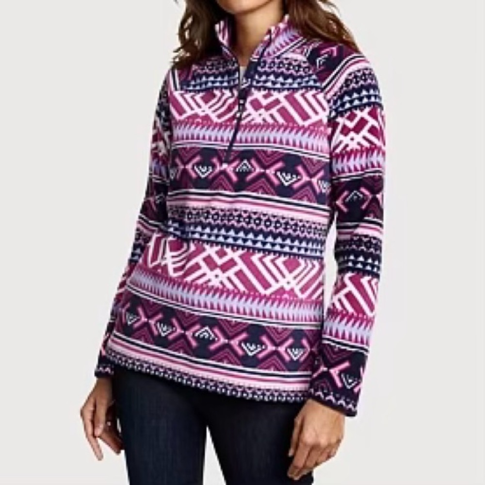 Eddie Bauer Colorful Aztec Print Soft Fleece Pullover 1/4 Zip
Outdoor Hiking L